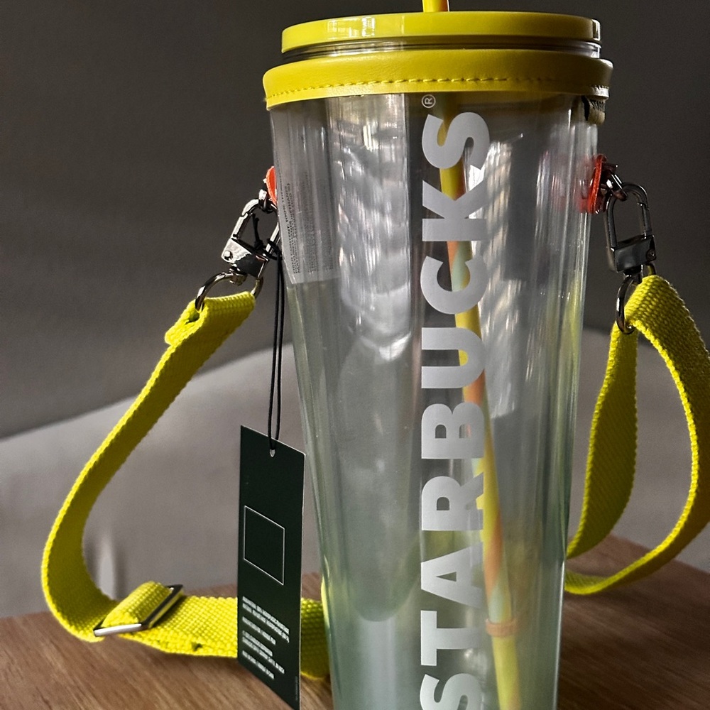 Starbucks Cold Cup with Bright Yellow Strap
